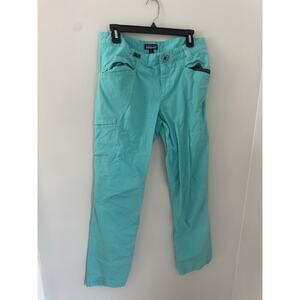 Patagonia Pants Womens 10 Green Blue Venga Rock Stretch Organic Cotton Hiking
